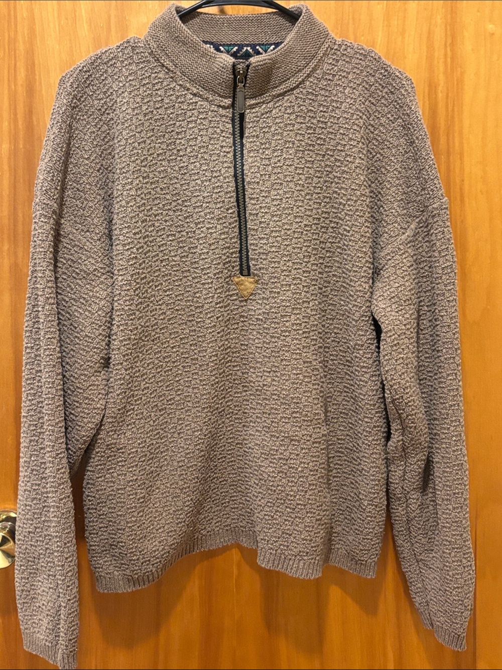 Men's Half-Zip Textured Sweater in Taupe